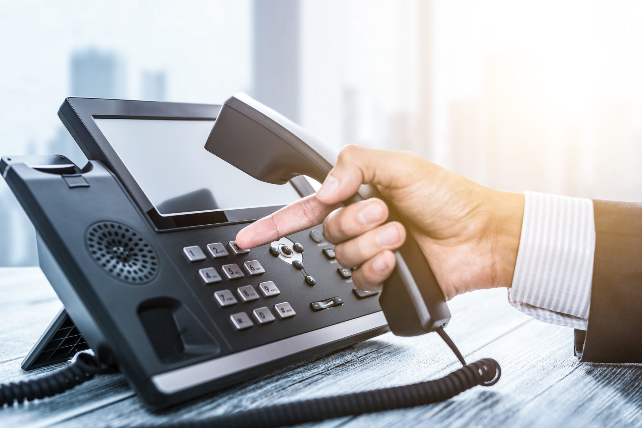 Modern PBX phone system with unified communications capabilities including video, chat, and VoIP